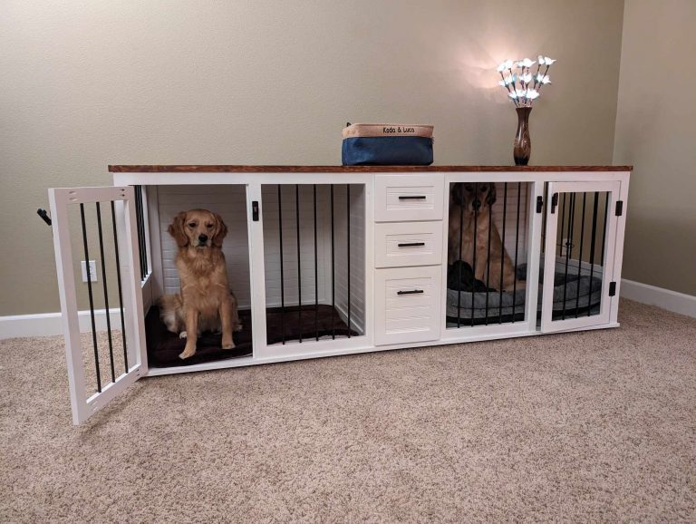 dog crate double with drawers